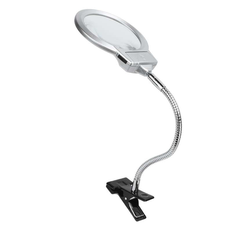 LED Illuminating Magnifier with Clamp Optical Lens Adjustment Hose Magnifying