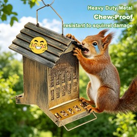 Samhe Bird Feeder, Hanging Metal Bird Feeder House Outdoor for Wild Bird Seed, Chew-Proof Weatherproof Large 6 Lbs Capacity with 2-Side Feeding