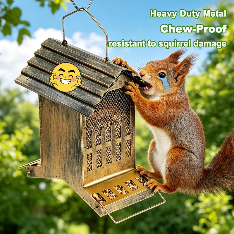 Samhe Bird Feeder, Hanging Metal Bird Feeder House Outdoor for