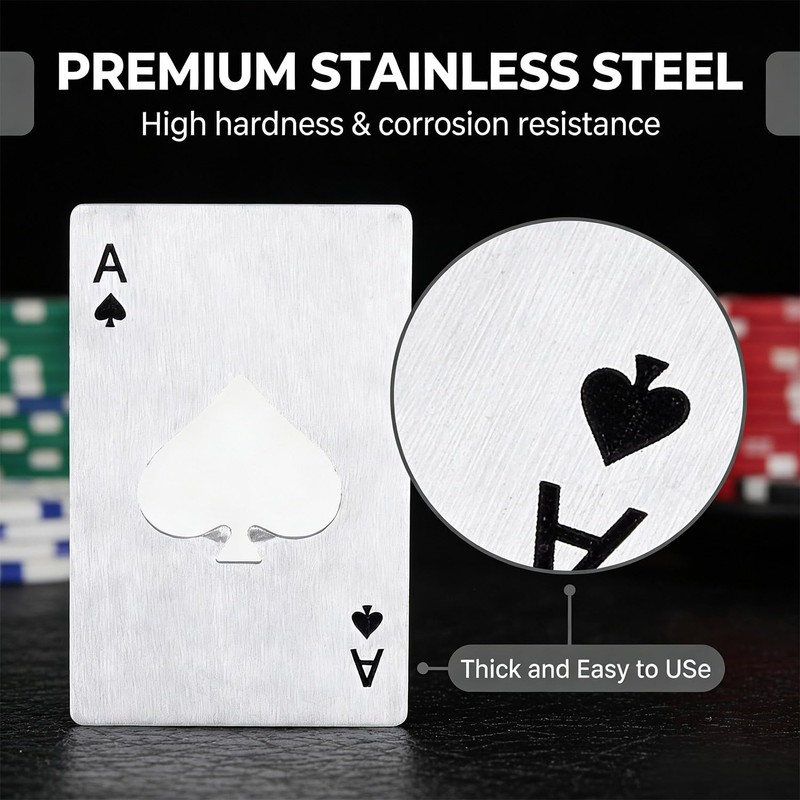 12PCS Poker Card Bottle Openers, Stainless Steel Credit Card Size