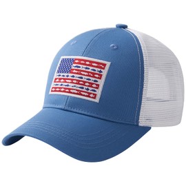 Bassdash Hat, Cap, Mesh Cap, Camouflage, Baseball Cap, UV Protection, Men's, Women's, Outdoor, Sports, #13 Marina Blue/Fish Flag