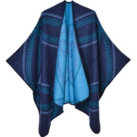 Women Scarf Shawl Winter Fall Warm Pashmina Scarve Classic Jacquard Split Cape Women Shawl Wrap Poncho Open Front Chunky Cape (2024086-1,130x150cm)