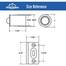 HOMOTEK 2 Pack Drive in Ball Catch with Strike Plate for Closet Doors, Bright Brass, 13/16 Inch x 1-1/8 Inchs,Die-cast, Adjustable Tension Ball
