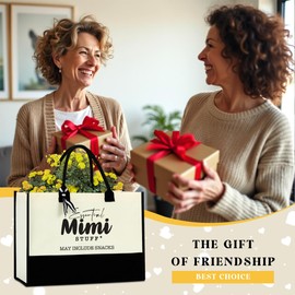 Reusable Tote Beach Bag Grocery Shopping Bags, Canvas Tote Bag for Women, Mom Gift Christmas Birthday Mother's Day Thank You Gifts for MiMi Mother Mom Mama, Essential MiMi Stuff Tote Bag