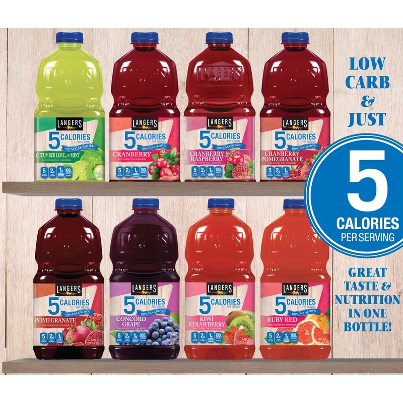 Langers 5 Calorie, Mongo Mango, 64 Fl Oz (Pack of