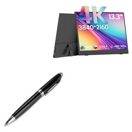 BoxWave Stylus Pen Compatible with OUNSHLI Portable Monitor Touchscreen (13.3 in) - EverTouch Meritus Capacitive Styra, Capacitive Stylus with Rollerball Pen - Jet Black