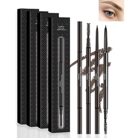 Eyebrow Pencil Light Brown - 4 Pcs Professional Micro Brow Pencil Kit, Waterproof Eyebrow Makeup with Dual Ends, Ultra-Fine Mechanical Pencil,Christmas Gift Set for Women - 04