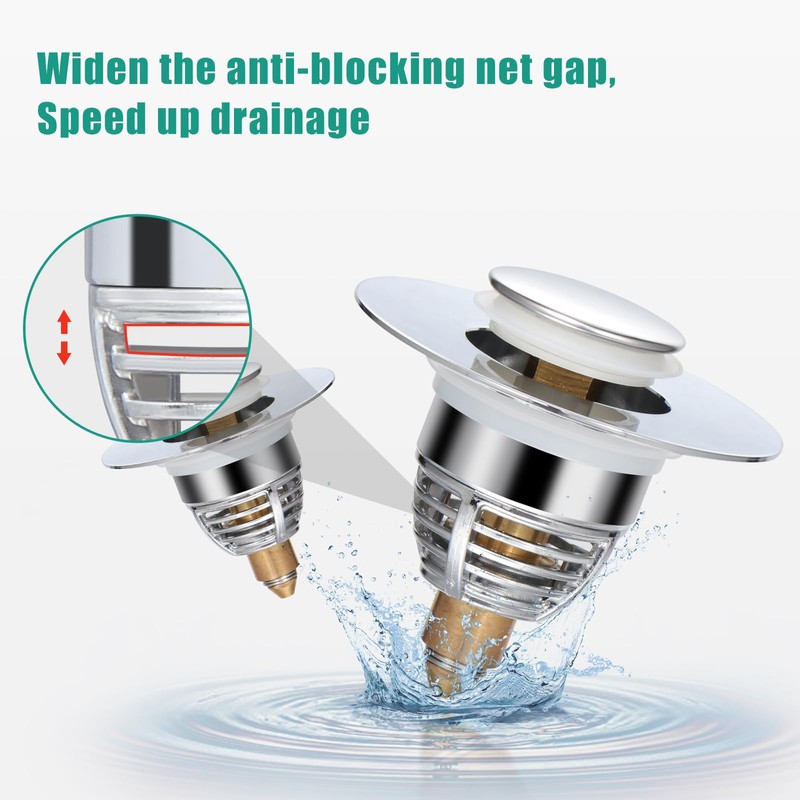 Diboniur Upgraded Bathroom Sink Plug, Universal Pop Up Bidet Plug,