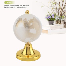 Joyzan World Map Crystal Glass Ball, Globe Crystal Ball Mini Round Earth Globe Crystal Glass Ball Glass Ball Stand World Globe Education Rotating Home Craft Art Decor Creative Gift