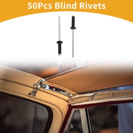 Partuto 50 Pcs Dome Head Large Flange Blind Rivets Aluminum Black Silver Tone 3.2mm Grip Diameter 8mm Grip Length 6.7mm Flange Diameter