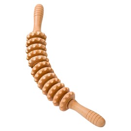 Wooden Fascia Roller, Massage Roller with Handle, Wooden Massage Roller for Back, Fascia Rod Wood and Relieves Fatigue, Massage Roller Style Wood Fascia Stick Wood for Body and Thighs (56 x 52 cm)