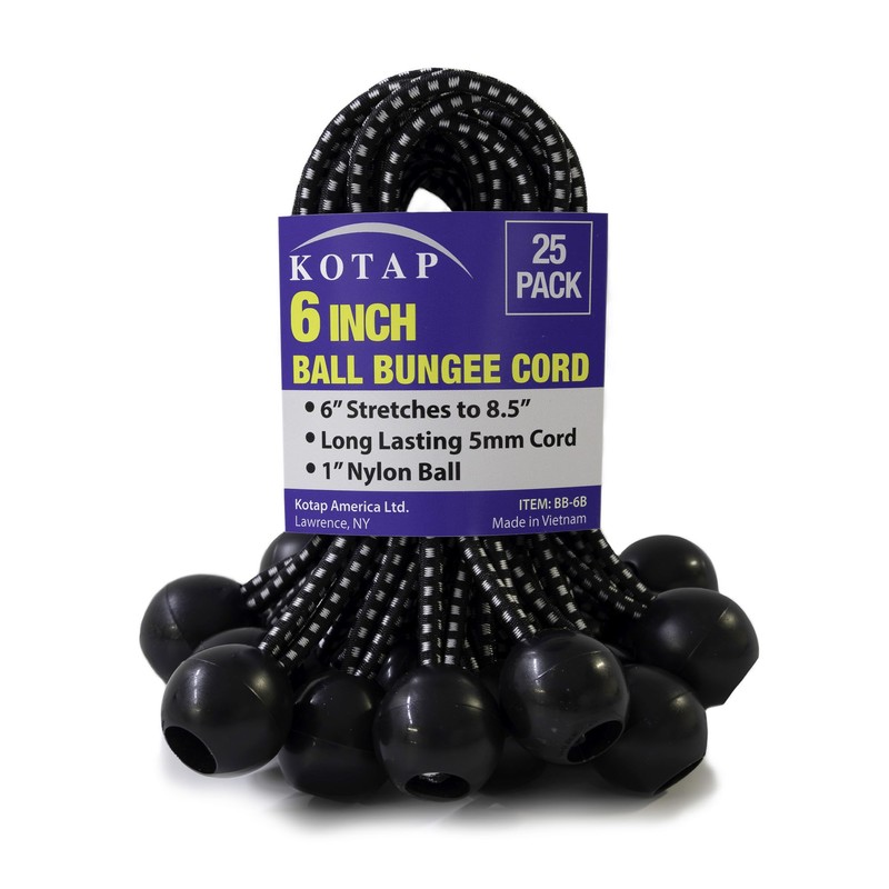 Kotap BB-6B Ball Bungee Cord, Heavy-Duty & Versatile, Indoor &