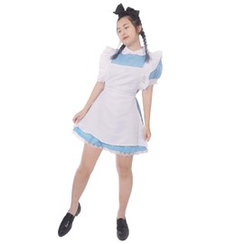 Coolchange Maid Cosplay Costume with Apron and Headband, medium