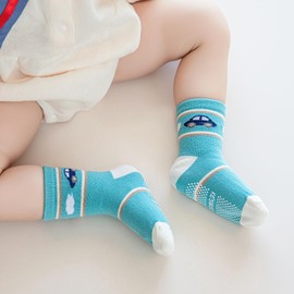 Aroveea - Calcetines de algodón con agarre antideslizante para bebé, paquete de 12 para niños pequeños y niñas, C12, 5-7 Años
