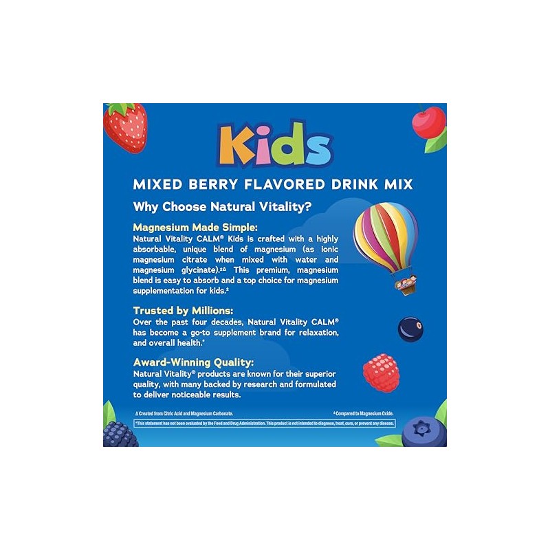 Natural Vitality CALM Kids, The Kids' Calm-Focus Drink Mix, Berry,