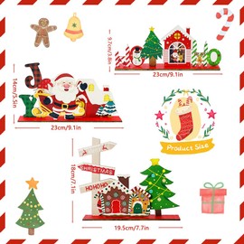 Christmas Desktop Decoration Set (3pcs) - Festive Holiday Tabletop Decor, Santa Claus, Xmas Trees, Joy Sign & Noel Cottage Ornaments, Perfect for Christmas Eve, Home & Office, Mantel & Shelf Decor