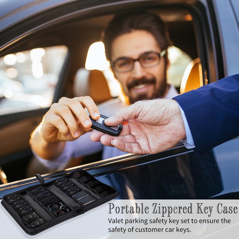 Portable Zippered Key Case,Car Key Holder Leather Key Organizer Case