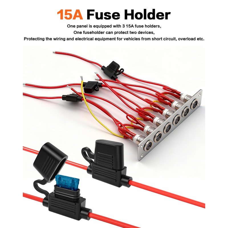 IZTOSS 6 Gang Aluminum Marine Rocker Switch Panel - Pre-Wired