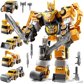 JUKUDAHU 5-in-1 Robot Toys Cars for Kids 3-5, Magnetism Transforming Robots