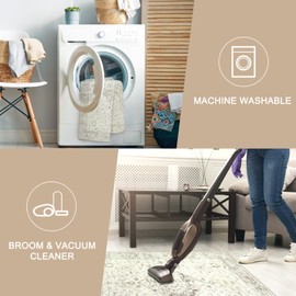 LIVEBOX Washable Rug 2x3 - Farmhouse Indoor Entryway Rug Tribal Low-Pile Small Rug for Front Door, Print Distressed Room Carpet Non-Slip Throw Rug for Kitchen Bathroom Sink Entry, Taupe