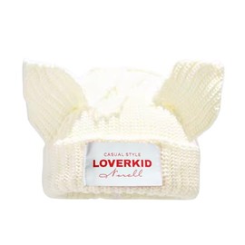 White Cat Ear Beanie, Cute Knit Beanie Hat, Slouchy Crochet Hat, Lover Beanie