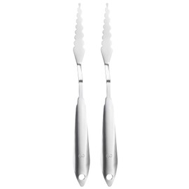 HARFINGTON 2pcs Palette Knife Painting Tool 8.46" 304 Stainless Steel Small Serrated Spatula Painting Pallet Knives with Hole Design for Acrylic Canvas, Silver