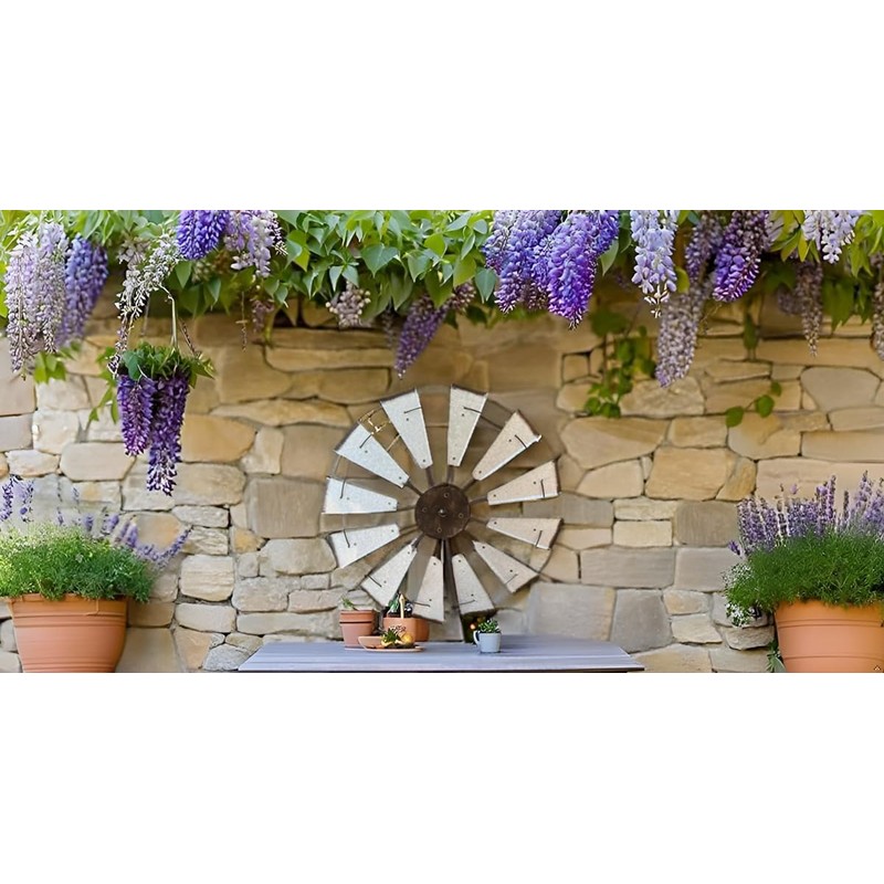 Nightclawing Rustic Metal Windmill Wall Decor, 36 x 36 inches,