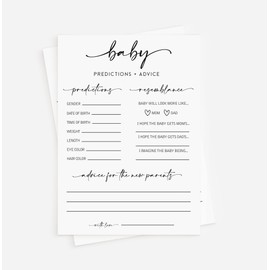 50 Large Baby Predictions and Advice - Minimalist - Baby Shower Game, New Mom & Dad Card or Mommy & Daddy to Be, Girl or Boy Babies New Parent Message Advice Book, Fun Gender Neutral Party (50-Cards)
