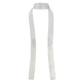 Surblue Women Sequins Neck Tie Scarf Sparkling Metallic Neckerchief for Evening Party Dresses Wedding Party, Silver