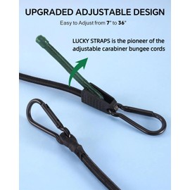 8 Pcs 80 Inch Adjustable Carabiner Bungee Cords with Hooks, Easy to Adjust from 7" to 80", Black Bungee Straps with UV-Resistance & Superior Elasticity for Cargo, Bike, Luggage, Carts, Truck, etc