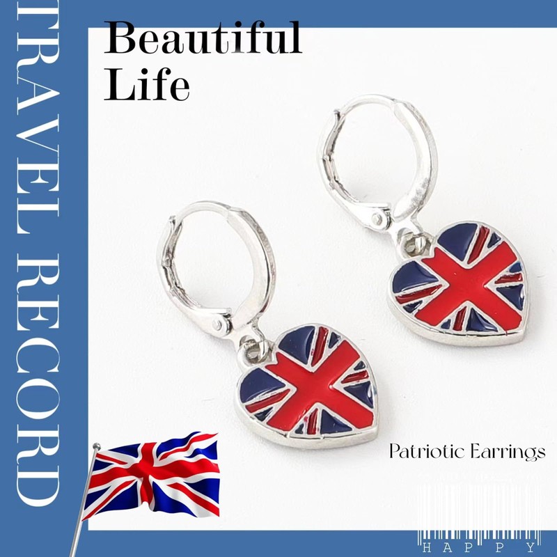 GAUEIOUR Union Jack Flag Earring,Platinum Jubilee Celebration 70th Anniversary Heart