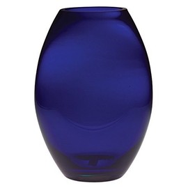 Barski Glass - Handmade - 10" H - (10 inches High) - Barrel Vase - Cobalt Blue - Made in Europe