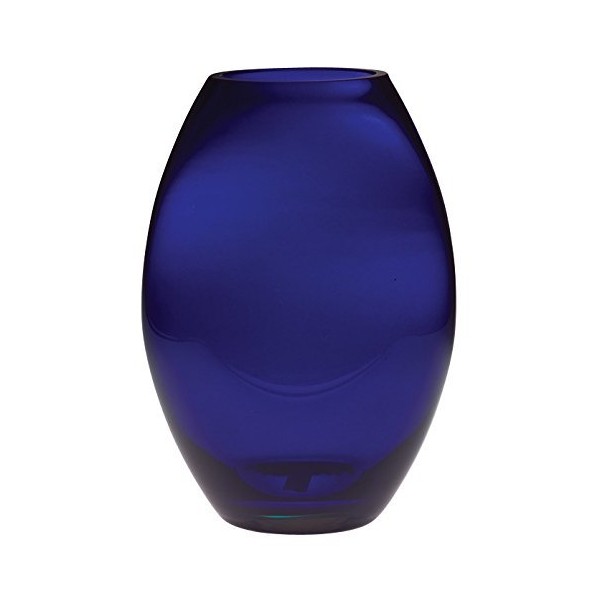 Barski Glass - Handmade - 10" H - (10 inches High) - Barrel Vase - Cobalt Blue - Made in Europe