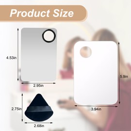 2 PCS Makeup Spatula Set, Acrylic Makeup Mixing Palette, Stainless Steel Foundation Spatula, Reusable for Mixing Eyeshadow/Lipstick/Nail Art/Foundation (with Foundation Spatula, Powder Puff)