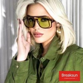 Breaksun Retro Aviator Sunglasses for Women Men Trendy Classic 70s Square Green Aviator Sun Glasses Vintage Shades (Green leopard/Green+Black/Orange)