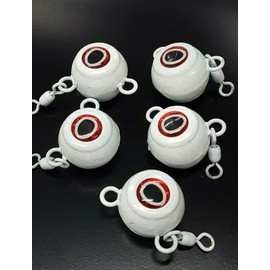 5 "Fluke" Ball Halibut Flounder Sinker Weight Lure 1/0 Rosco Swivel - White 1.5 oz