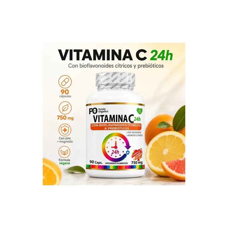 Vitamina C24h De Liberación Prolongada | 90 Cápsulas | Purely