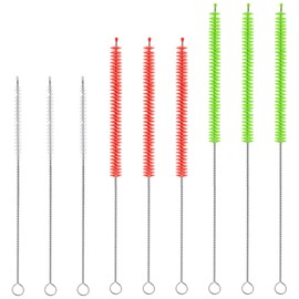 Qianyu 9 Pcs Colored Straw Cleaner Brush Extra Long Straw Brushes 12 Inch Cleaning Brush Reusable Tube Brushes for Sippy Cup Water Bottle Drinking Cleaning Metal Silicone Plastic Bamboo Glass
