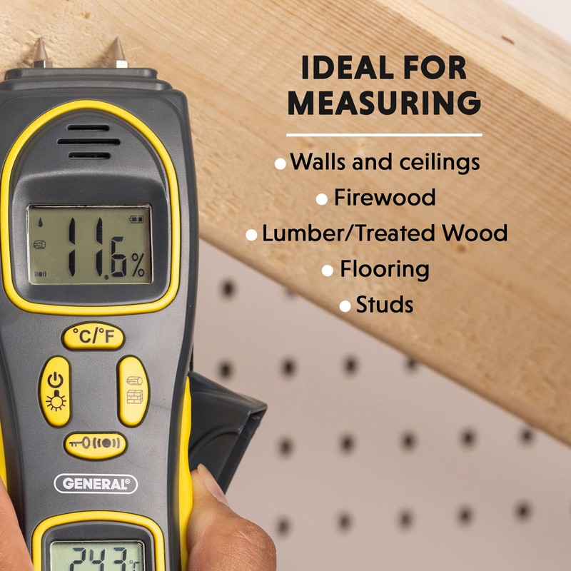 General Tools MMH800 Pin/Pinless Moisture Meter w/Temp and Humidity