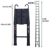 Telescopic Ladder with Hook Aluminium Extension Stepladder Black Lightweight Multi-Purpose