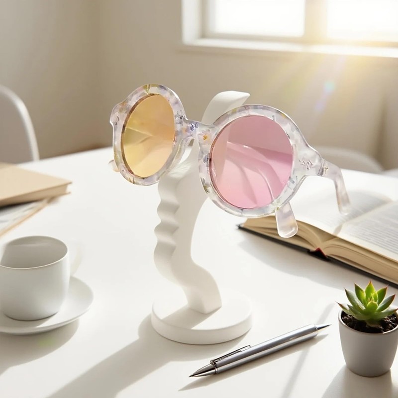 HeartYue 4 Pcs Abstract Face Design Eyeglass Holder & Sunglasses