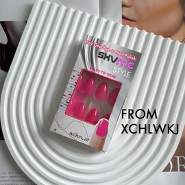 SXVME Hot Pink Press on Nails Short Almond Shaped, 30 Pcs Thick Short False Nails Press ons Natural Acrylic Fake Nails Custom Solid Color Medium Press-ons Natural Fit For Women Daily Wear