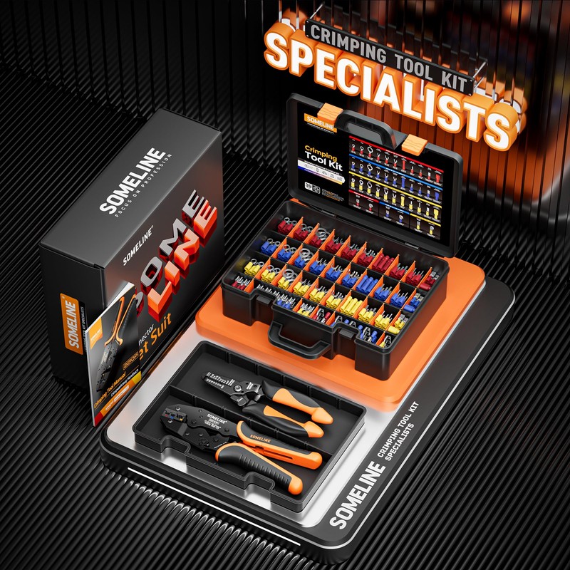 SOMELINE Wire Terminals Crimping Tool, with 45 Sizes Insulated Ratcheting