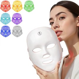 Máscara Facial LED, Máscara de Luz para el Cuidado de la Piel, 7 Colores Máscara Facial LED Recargable para Cuidado de la Piel, Inalámbrico, Para la Reducción de Arrugas, Antienvejecimiento
