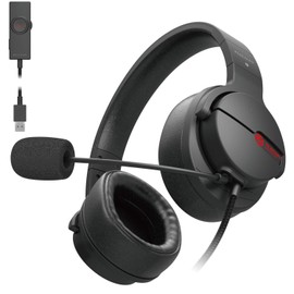 Elecom HS-ARMA200VBK Gaming Headset, Wired [ARMA] with Virtual Surround Adapter, Black