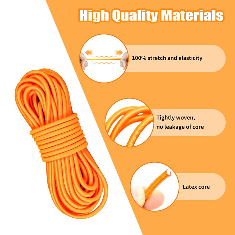 Pluzluce Strong Elastic Bungee Shock Cord, 32ft 5/32" (4mm) Stretch