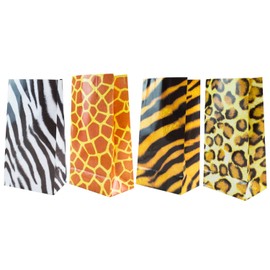 Zoo Animal Print Design Pattern Paper Bags for Candy Party Favors, Snacks, Decoration, Children Arts & Crafts, Lunch Picnics, Event Supplies (36 Bags)
