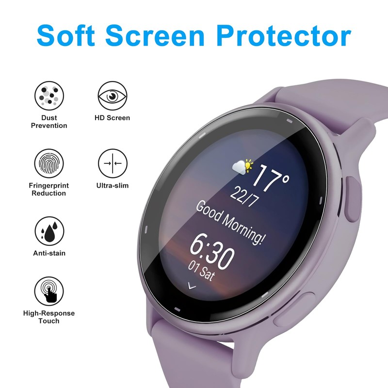 For Garmin Vivoactive 6/5 Compatible LCD Screen Protector, Flexible TPU,