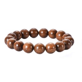 anzhongli Prayer Beads Bracelet 12MM for Men and Women Beaded Bracelet Sandalwood Elastic (12mm 17 beads Gold sandalwood)
