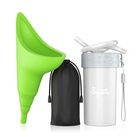 Urinella for women, portable reusable pee aid for women with extension tube, suitable for travel, festivals, camping, traffic jams, etc. Includes waterproof bag and waterproof cup
